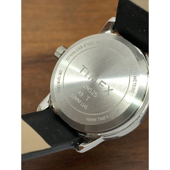 Timex Women's Watch T2N525 Quartz Indiglo Black Dial Leather Strap 25mm - Picture 6 of 13